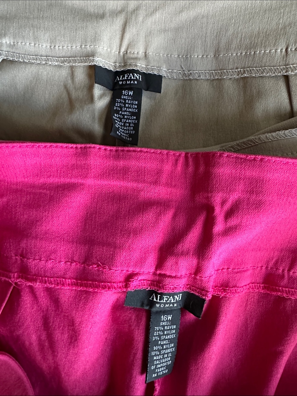 Set of 2 - Women's Crop Pants - Bright Fuchsia and Khaki Capri Bottoms - Picture 2 of 5